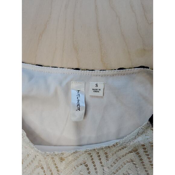 Tacera Womens Size Small Brown Ivory Orange Black Zig Zag Mini Dress Bell Sleeve - Picture 4 of 11